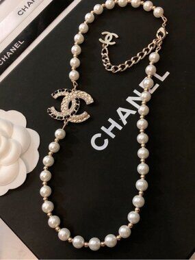 Chanel Pearl & Gold-Tone CC Logo Necklace